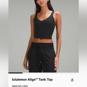 Lululemon Align Tank Size 8 Black